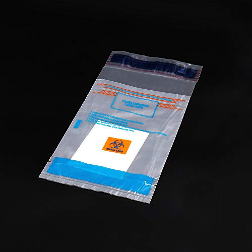 Labvida 100pcs de sacos de amostra, dim.6x9 polegadas com impressão de logotipo de biohazard, fechamento do ziplock, material