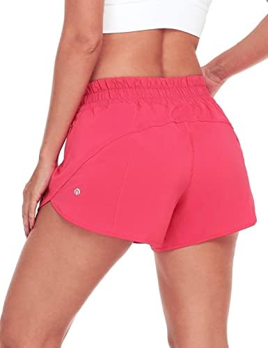 Heynuts Stride Brincho para mulheres, shorts atléticos de cintura média com shorts de treino de bolso lateral com revestimento