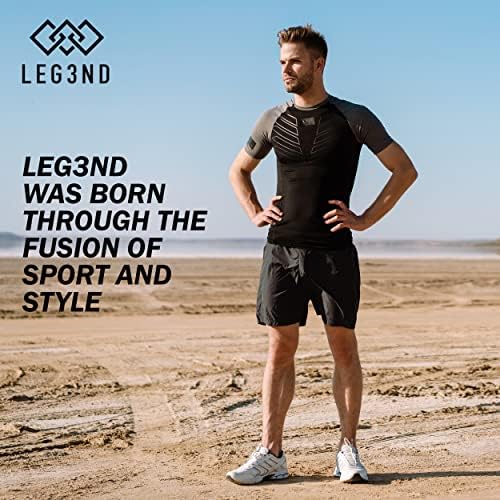 Leg3nd Shorts de treino masculino - Tecnologia de 3 pacotes com shorts de ginástica seca rápida com bolsos com zíper