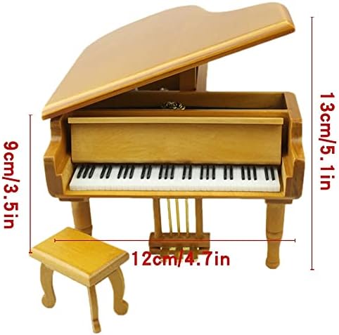 Lkyboa Wooden Grand Once Upon A Dezembro em forma de piano Caixa de música com um pequeno presente de aniversário criativo