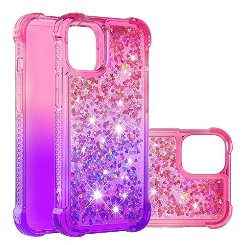 Caixa à prova de choque de glitter compatível com iPhone 12 Pro Max, Girls Liquid Caterfall Skin Flutuante Sparkle Bumper