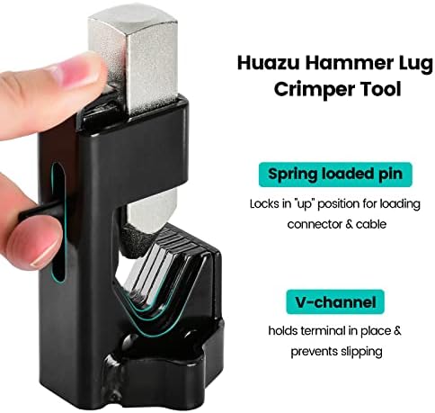 Ferramenta Crimper de Hammer Lug, Huazu Hammer Crimper Wire Terminal Crimper para Crimps Battery and Welding Cables 8 AWG a 2/0 Beda