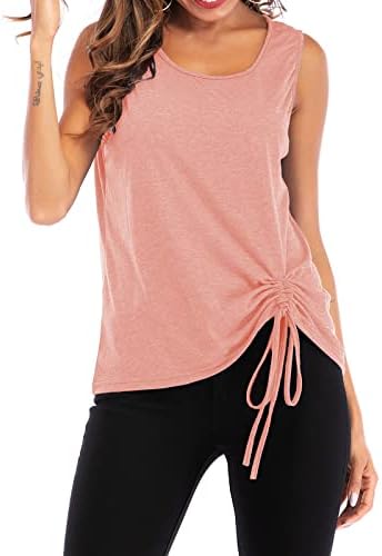tampa lateral do nó LCECCY TIP para mulheres camisetas sem mangas de cor sólidas casuais camisetas de verão de verão
