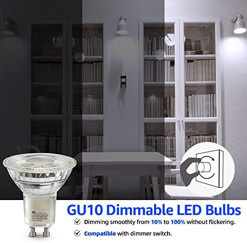 Bulbos de LED de Metra Mart GU10 Dimmable, 5,5W [50 watt equivalente] 500lm, 5000k Daylight, 40 ° ângulo de luz, CRI80, UL
