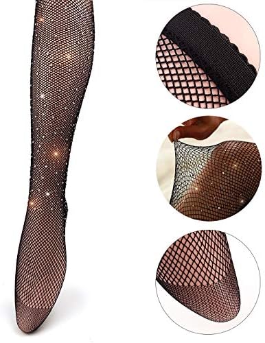 Jusback Shinestone Fishnet meias Sparkle High Wasts -Calcinha