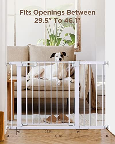 CIAYS 29,5 ”a 46” de segurança portão de bebê, portão de cachorro extra largo para escadas, fácil caminhada pelo portão de animais