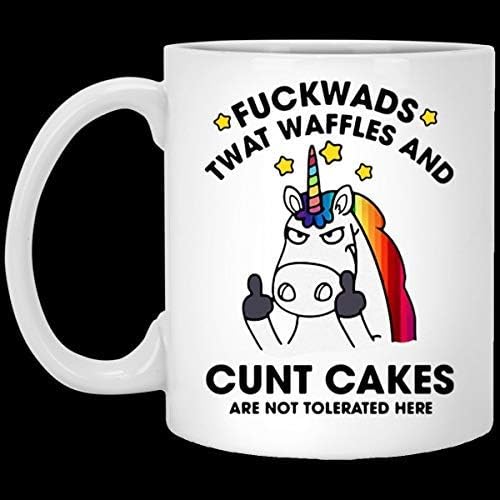 Unicorn Fuckwads Waffles e bolos de boceta não são tolerados aqui caneca