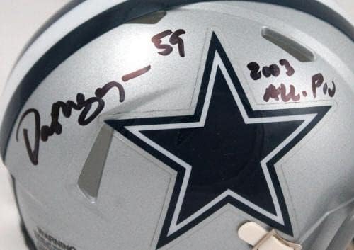 Dat nguyen autografou o mini capacete Dallas Cowboys Speed ​​W/All Pro -Prova *Black - Mini Capacetes NFL autografados