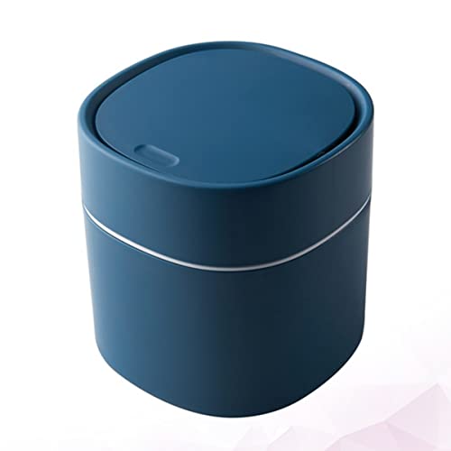 VICASKY 3PCS Coffee Lid, pressionando ou tampa lixo de lixo azul cinzeiro home Desk of Office Car Mini Banheiro Mesa moderna, com lata de plástico de lixo para prensa