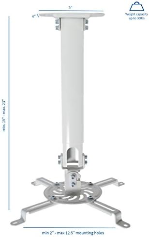 Montagem do projetor de teto de extensão universal VIVO, projeção ajustável em altura, branco, Mount-VP02W