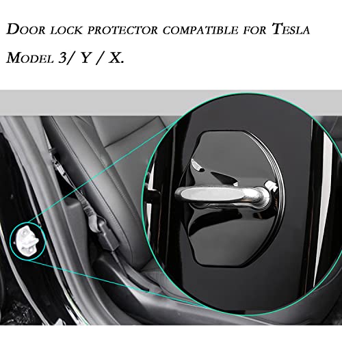 Tampa do protetor da trava de porta preta para Tesla Modelo 3/Y Tampa de tampa da porta Tampa de trava para o modelo 3 Acessórios