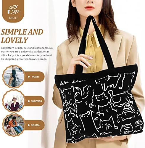 Callaron Cat Canvas Saco de sacola reutilizável Prind Prind Compras Grocery Cotton Travel Beach Bag for Women Girls