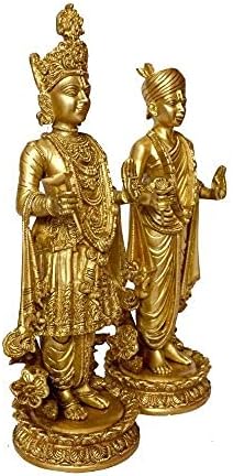 Bharat Haat Pure Brass Metal Linda estátua Bhagvan Swami Narayan e Shri Gunatinadan Swami. TRABALHO DE TRABALHO DE FINAL FINO