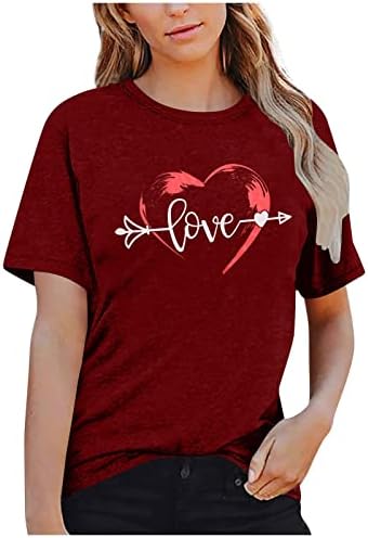 Jjhaevdy T camisetas para mulheres plus size dia dos namorados camisa amor impressão de t-shirt t-shirt shirt curta camiseta gráfica