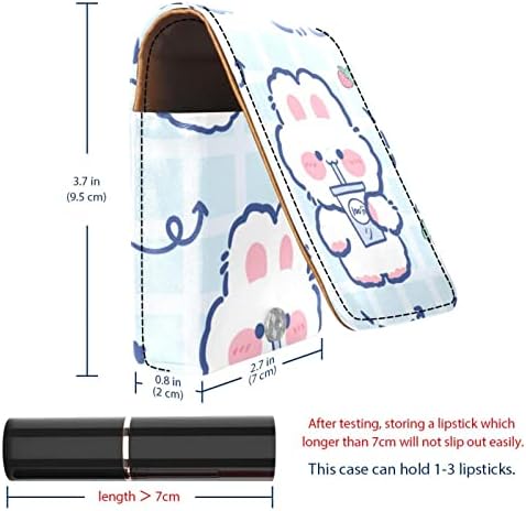 Caixa de batom Oryuekan, bolsa de maquiagem portátil fofa bolsa de cosméticos, organizador de maquiagem do suporte do batom, cartoon animal de coelho de coelho