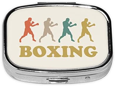 RETRO BOXING Square Mini Pill Box Travel Medicine Metal Organizer Pill Case com espelho