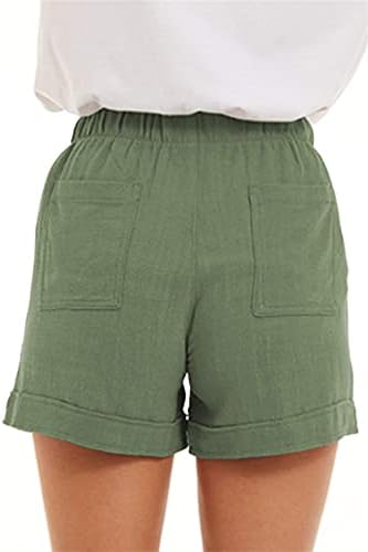 Shorts de pernas largas de verão para mulheres cintura elástica casual calças curtas confortáveis ​​shorts de cintura alta