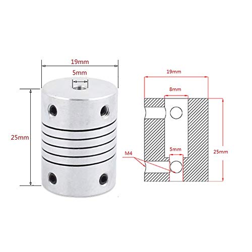 Couplings flexíveis de 2 pacote Flylock de 5 mm a 8 mm de 17 mm de eixo de 17 machine para a impressora 3D reprime ou a máquina