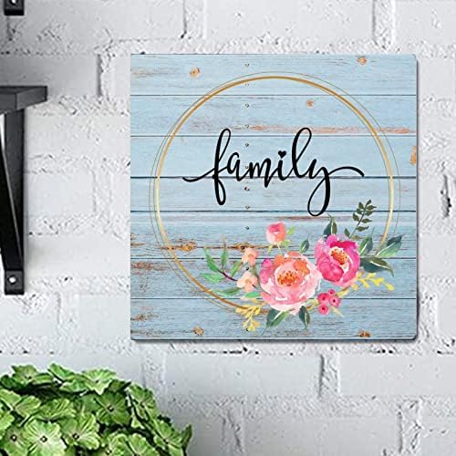 Family Metal Sign Aquarela Floral Wreath Metal Wall Art 12x12in Farmhouse estilo Floral Wreath Metal Sign Decorações