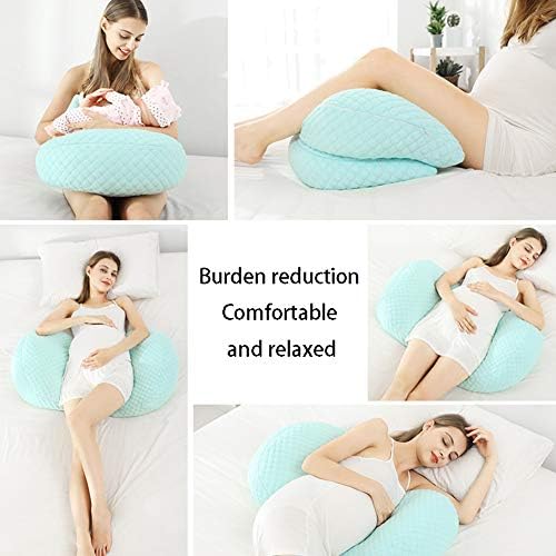 Almofadas de gravidez, travesseiro de maternidade para dormir lateral, suporte de travesseiro de cunha dupla com comprimento ajustável para o corpo, barriga, costas, suporte de joelhos, azul -céu