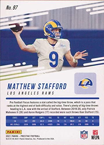 2021 Panini Prestige 97 Matthew Stafford Los Angeles Rams NFL Football Trading Card
