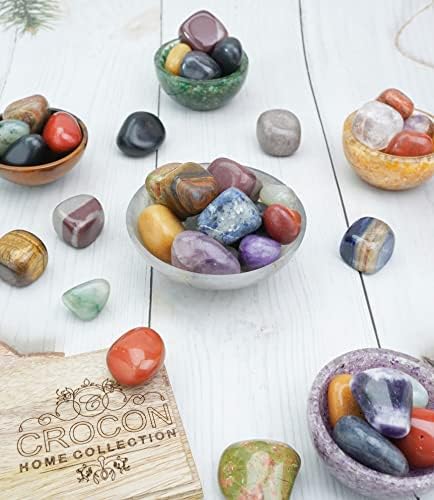 Crocon 1lb Cristais variados Tambulou pedras a granel conjunto de bolso de cristal balanceamento pedras gemas coleta de