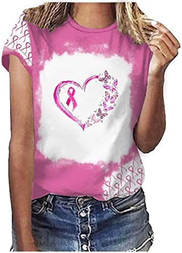 Camisetas de conscientização sobre câncer de mama para mulheres mangas curtas Crewneck camiseta rosa camiseta tampa camisas casuais de férias blusas