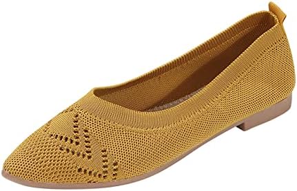 Senhoras Moda de cor sólida Tricotamento respirável Ponto raso sapatos casuais planos sandálias de calcanhar