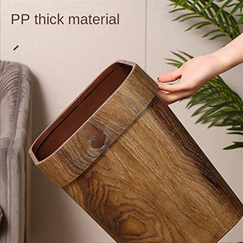 Lixo de abcel lata, lixo grande lata de escritório em casa grãos de madeira de madeira criativa cesta de papel de banheiro