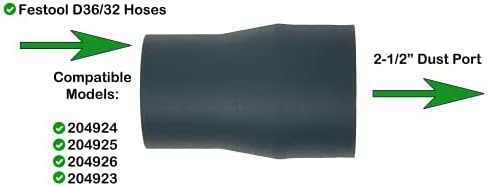 Adaptador de porta de coleta de poeira para as mangueiras Festool D36/32 - conecta mangueira de 36 mm a portas de