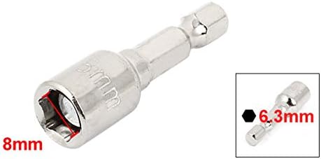 Uxcell Silver Tom de 8 mm de largura Chaves de fenda Magnetic Hex Socket Bit