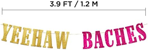 Yeehaw Baches Bachelorette Party Glitter Banner - Decorações de festa de despedida de solteira ocidentais, favores e suprimentos - Nashville - Austin - Dallas - Charleston - Savannah