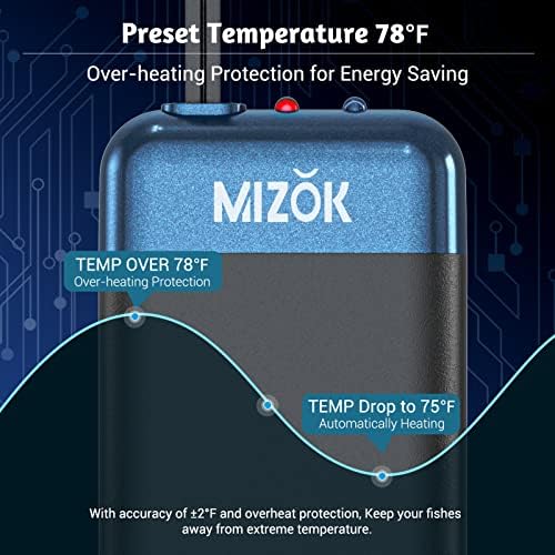 Mizok Pequeno aquecedor de aquário 15W/25W/50W com termostato eletrônico para tanque de tartaruga de peixe Betta de 3-12 galões