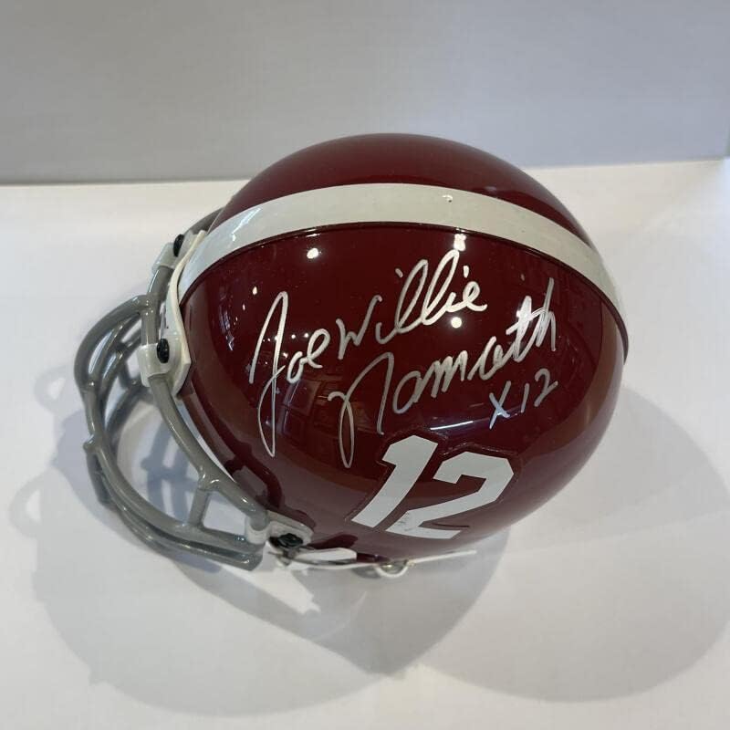 Joe Willie Namath assinou o nome completo da inscrição 12 mini capacete. Auto PSA - Mini capacetes da NFL autografados