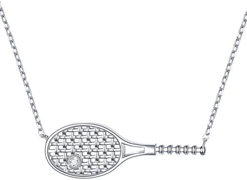 Daochong S925 Sterling Silver Jewelry Tennis Racket Pingente Gift para amante de esportes de tênis de 18 polegadas a