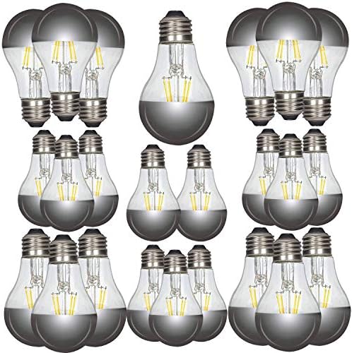Satco (lâmpadas de filamento de LED de 24 pacote, S12421, lúmens altos, LED de 6 watts A19; coroa de prata; base média; 2700k;