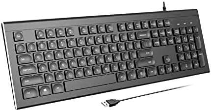 Teclado de computador com fio, plugue portátil em tamanho real Play Play Teclado USB, teclado ergonômico silencioso