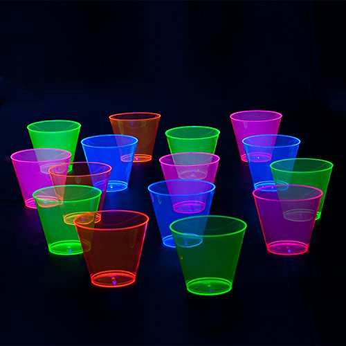 Party Essentials N95090 Brights Plastic Party Cups/Tumblers, capacidade de 9 onças, néon variado