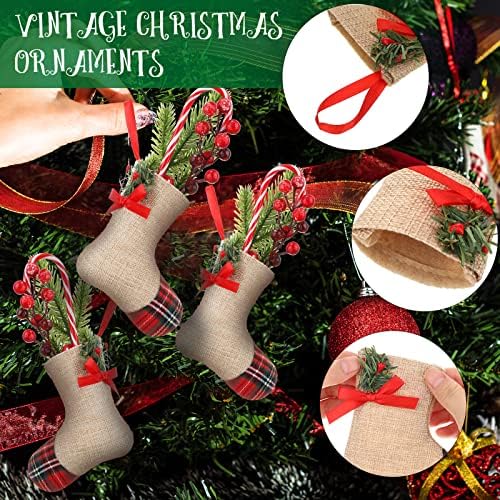 Mini meias de natal de 4,5 polegadas Bolsa de Xmas de 4,5 polegadas Buffalo preto Buffalo Verificação da xadrez de Natal Rússico Decoração de Christmas Rússica Decoração Country Decor para festa de férias