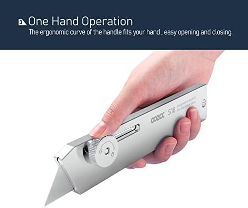 Oozcc Box Cutter, faca de utilidade para cortar a descompacagem, segurança simples operação faca de carpete de serviço