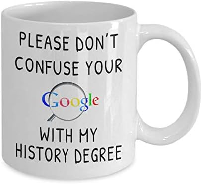 Por favor, não confunda sua pesquisa no Google com meu diploma de história - presente engraçado para caneca de caneca