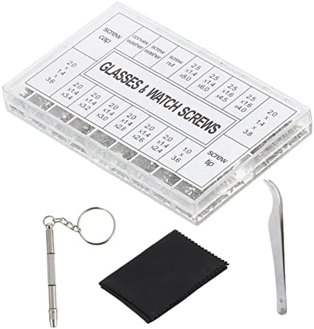 Doitool 1000 PCs/Reparo de conjunto para óculos RECISÃO DO KIT DE FERRAMENTO DE SUNGLESS FERRAMENTAS DE FERRAMENTAS DE COMPENHO DE COMPENHO E COMPENHO CURNDO EYEGLASSES SPECTÁCULOS TWEEZER TWEEZERS com óculos de sol para parafusos Óculos