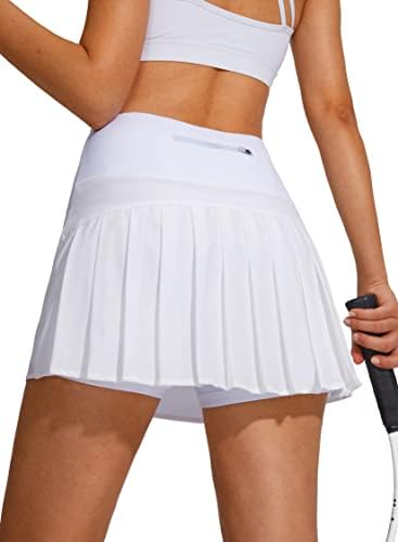 Saia de tênis plissada para mulheres com bolsos shorts skorts de golfe atlético de cintura alta e de cintura