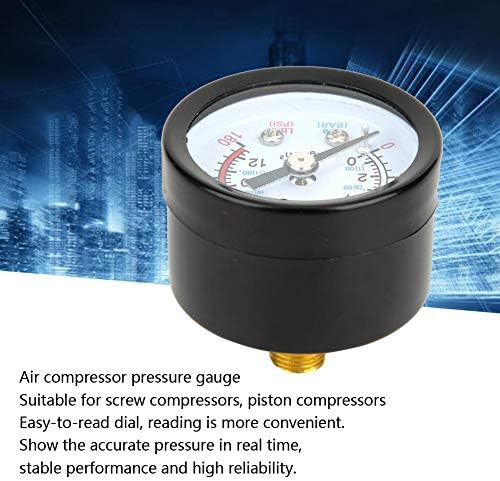 Nofaner Air Compressor Peças Medidor de pressão, Y40 Iron Cash Instrumento Medidor de medição para compressores de parafuso