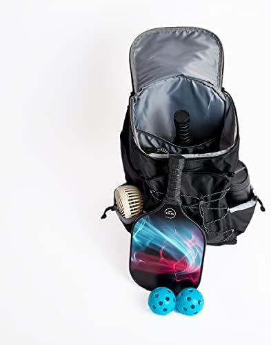 Mochila Pickleball, bolsa multi-esportiva ajustável para homens e mulheres, grande capacidade de armazenamento para conjunto de pickleball e garrafa de água com suporte e compartimento de sapatos separado, L12 XW12 x H18 polegadas, preto