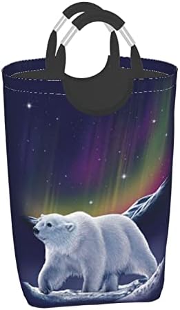 Northern Lights Urso polar Pacote de roupas sujas, dobrável, com alça, adequado para armazenamento de casa de armário de banheiro