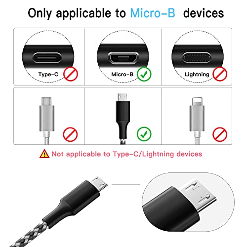 Cabo de carregador USB micro, cabos de carregamento trançado de nylon de 6 pacote para Samsung, Nexus, LG, smartphones, tablets, Kindle, Consoles de jogos, câmeras, discos rígidos e muito mais, preto e branco