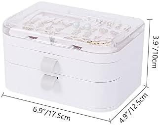 Caixa de armazenamento de jóias de 3 camadas do LUNHOO com tampa transparente branca