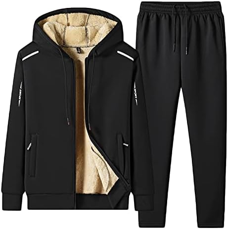 Badhub 2 peças masculinas roupas de manga comprida lã de lã Full Zip Hoodie Sortfulhet Sweats Casual Jogging Athletic