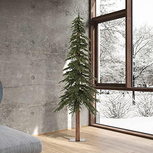 Vickerman 7 'Árvore de Natal Artificial Alpina Natural, Desbraída - Árvore de Natal Faux - decoração de casa interna sazonal